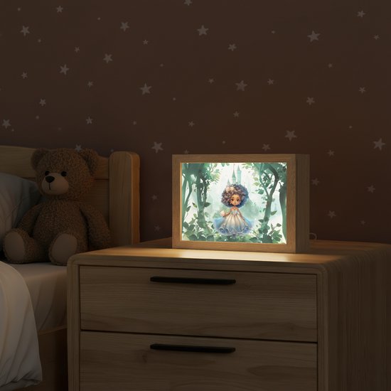 Nachtlampje 20x15 cm - Kinder lampje - Prinses - Kasteel - Meiden - Bloemen - Tafellamp kinderkamer - Slaapkamer lamp - Bedlamp kinderen - Kinderlampje stopcontact - Wandlamp babykamer - Nachtlampjes van DecoAction — afbeelding 2