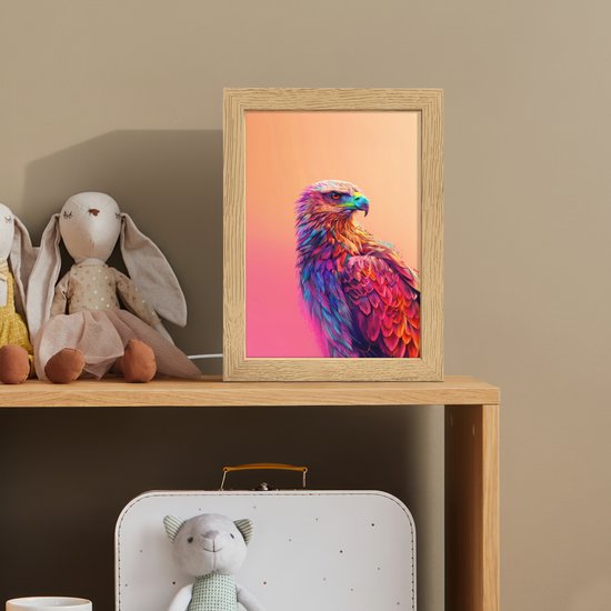 Nachtlampje 15x20 cm - Kinder lampje - Arend - Vogel - Kleurrijk - Dier - Tafellamp kinderkamer - Slaapkamer lamp - Bedlamp kinderen - Kinderlampje stopcontact - Wandlamp babykamer - Nachtlampjes van Merkloos — afbeelding 3