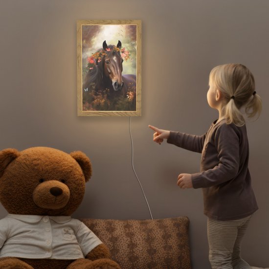 Nachtlampje 20x30 cm - Kinder lamp - Paard - Dieren - Bloemen - Bos - Vlinder - Tafellamp kinderkamer - Slaapkamer lamp - Bedlamp kinderen - Kinderlampje stopcontact - Wandlamp babykamer - Nachtlampjes van Merkloos — afbeelding 5