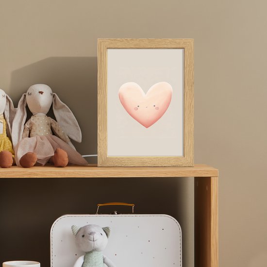 Nachtlampje 15x20 cm - Kinder lampje - Hart - Gezicht - Roze - Tafellamp kinderkamer - Slaapkamer lamp - Bedlamp kinderen - Kinderlampje stopcontact - Wandlamp babykamer - Nachtlampjes van OnlyWow — afbeelding 3