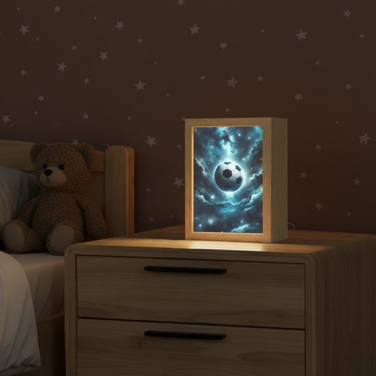 Nachtlampje 15x20 cm - Kinder lampje - Voetbal - Galaxy - Ruimte - Sport - Blauw - Tafellamp kinderkamer - Slaapkamer lamp - Bedlamp kinderen - Kinderlampje stopcontact - Wandlamp babykamer - Nachtlampjes van Merkloos — afbeelding 2