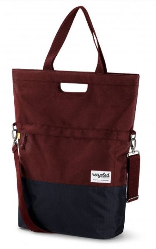 Gerecyclede shopper fietstas Urban Proof 20 liter - bordeaux rood/grijs van Urban Proof — afbeelding 3