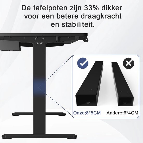 WALKINGDESK Elektrisch Verstelbaar Bureau - 120x60 Cm - Zwart - Zit-sta Bureau - 4 Geheugenstanden - Draagkracht 80 Kg