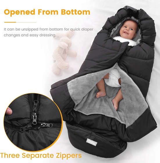 Warme Wintervoetenzak voor Kinderwagen - Dikke Waterdichte Thermofleece Voetenzak voor Buggy en Wandelwagen — afbeelding 3