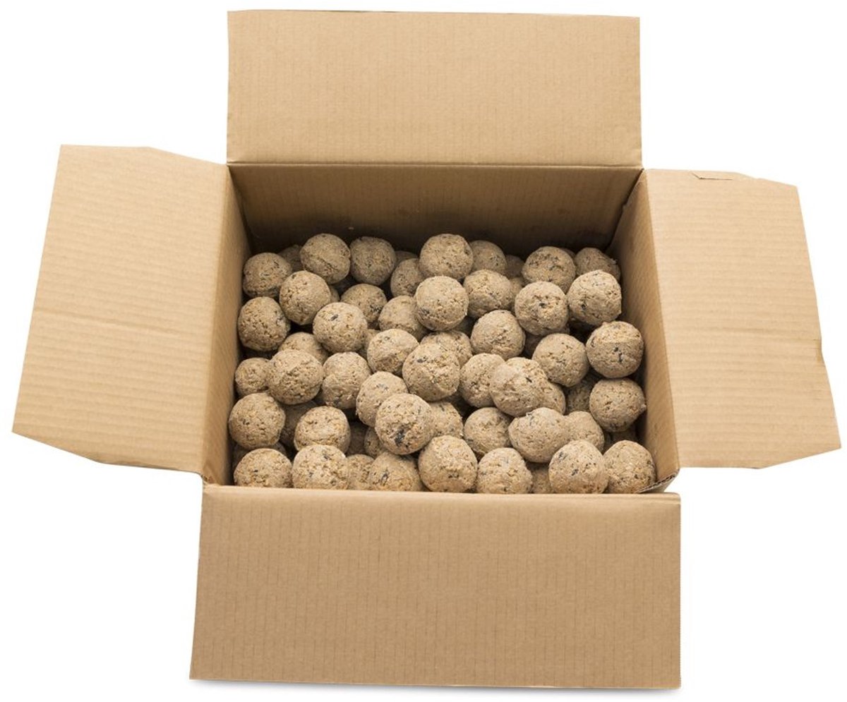Gifts4Nature 150st Vetbollen voor Vogels - Mezenbollen zonder Net - 80 gram per bol - Vogelvoer Buitenvogels - Energierijk Tuinvogelvoer - Grootverpakking