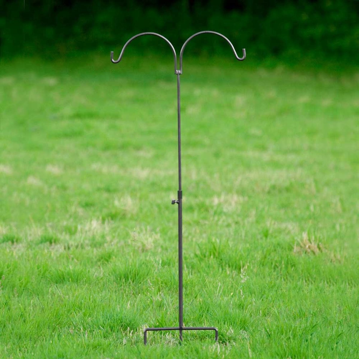 CJ Wildlife Vogelvoederstation Paal - 2 Haken voor o.a. Voedersilo, Vetbolhouder of Pindasilo - Aanpasbaar in Hoogte tussen 125-140cm - Grijs