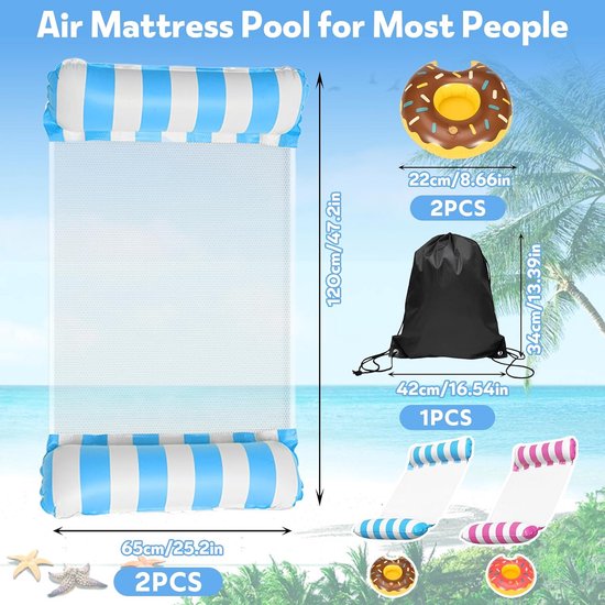 Inflatable Air Matras met Cup Holders - 4-in-1 Waterpret voor Zwembad & Strand — afbeelding 4