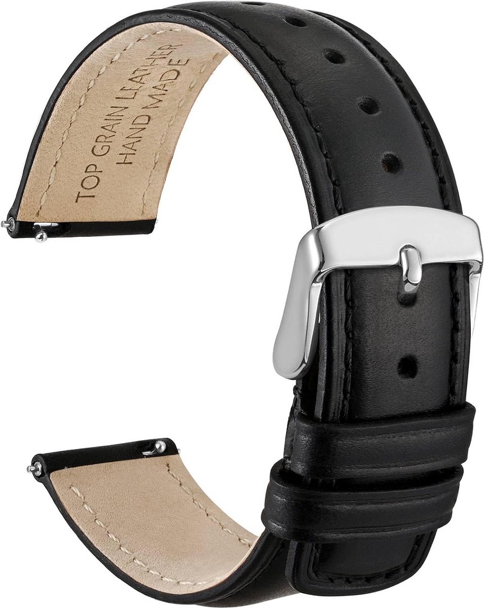Quick Release horlogeband, echt leer, roestvrijstalen gesp, 18 mm 19 mm 20 mm 22 mm 24 mm