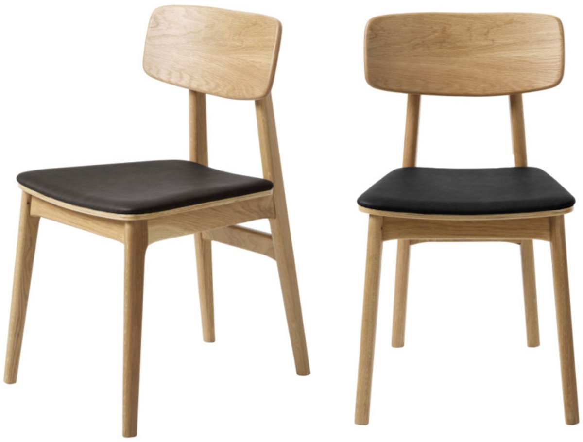 Eetkamerstoel Livo eikenhout naturel - zwart - eetkamerstoelen set van 2