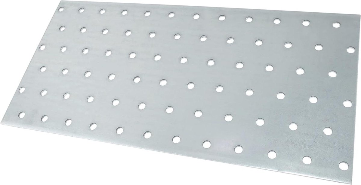 Allecta - Set van 2 montage platen 120x240x2mm met 72 gaten - verzinkt staal Z275 - bevestiging metaal hout - zilverkleurig.
