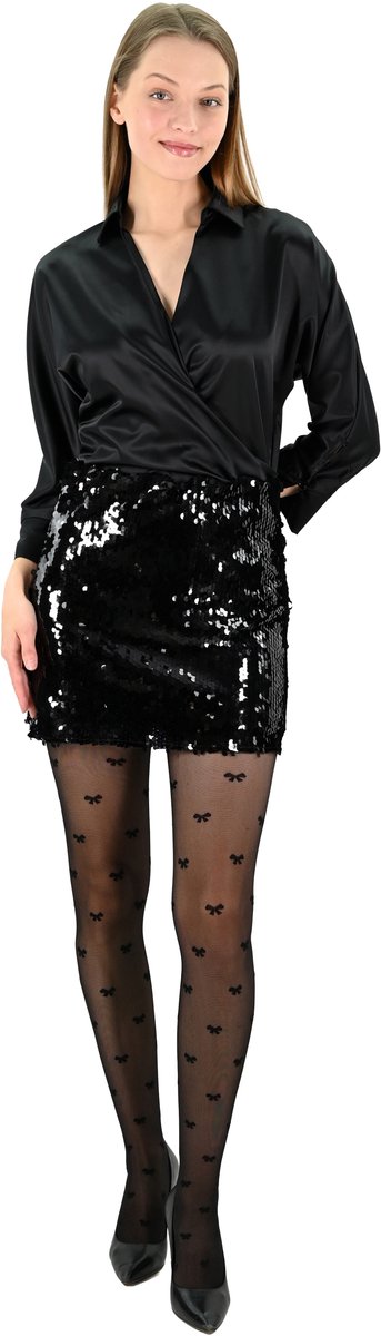 YesMooi - Mini Rok met Pailletten - Zwart - Sequinned mini skirt - M (38)