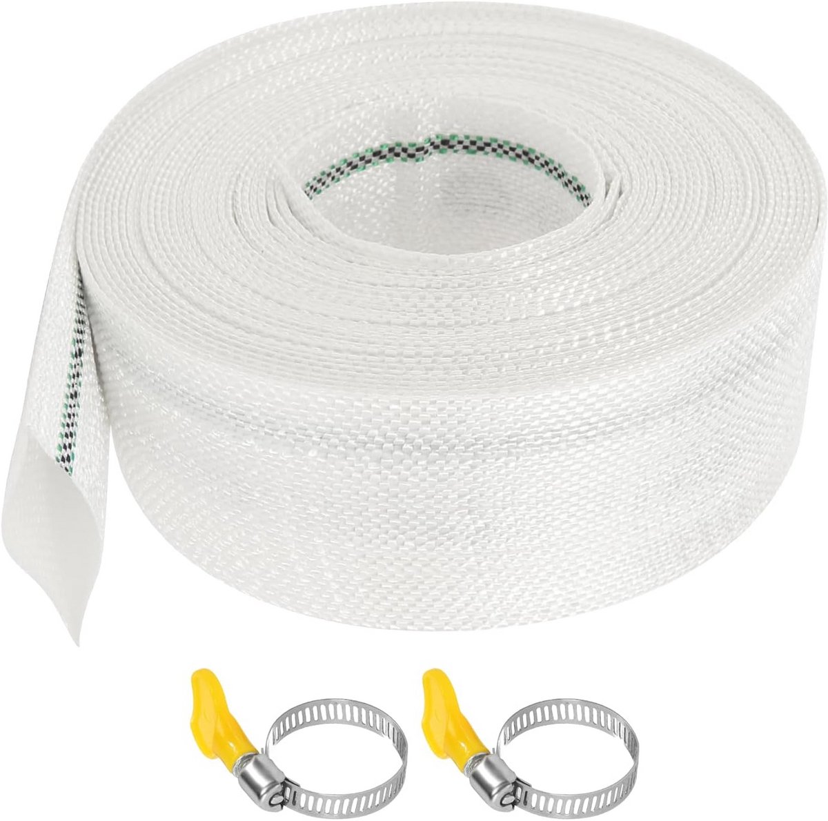 Platte weefselslang - Afvoerslang pompslang - Water transporteren - Hoge breukvastheid - 10 meter 32 mm - Wit