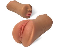 Aii Katana 3D Realistisch Masturbator + Opbergtas - Masturbator voor man - Pocket Pussy - 3 in 1 Vagina, Anus en Mond - Sex toys voor mannen - Licht Getint