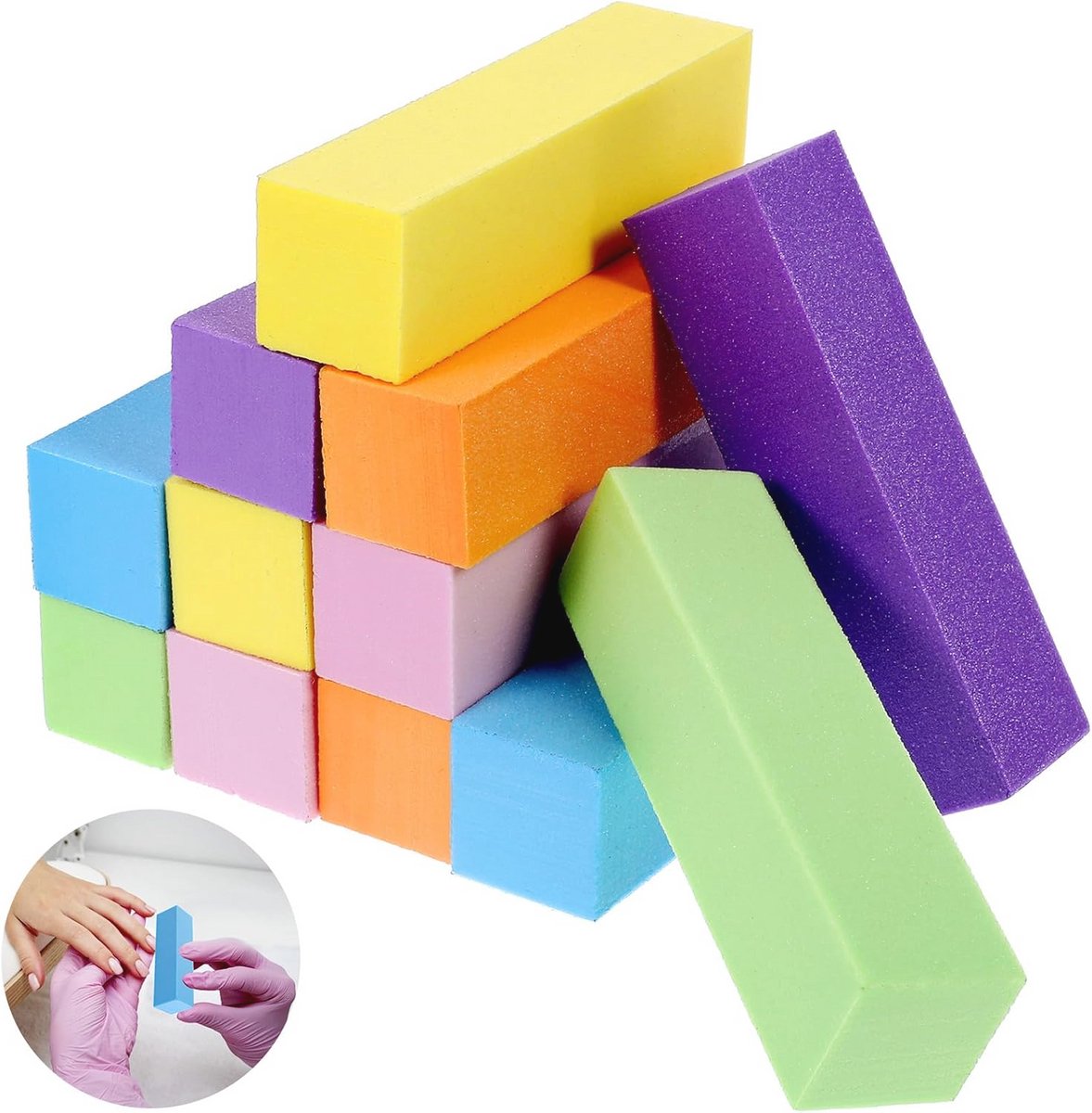 Kleurige nagelbuffers - 12 stuks professionele buffervijlen voor gel- en acrylnagels