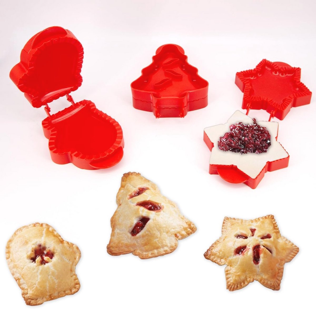 Hand Pie Maker Set voor Kerst - 3 Stuks Deegdrukker en Koekje Mallen voor Bakken