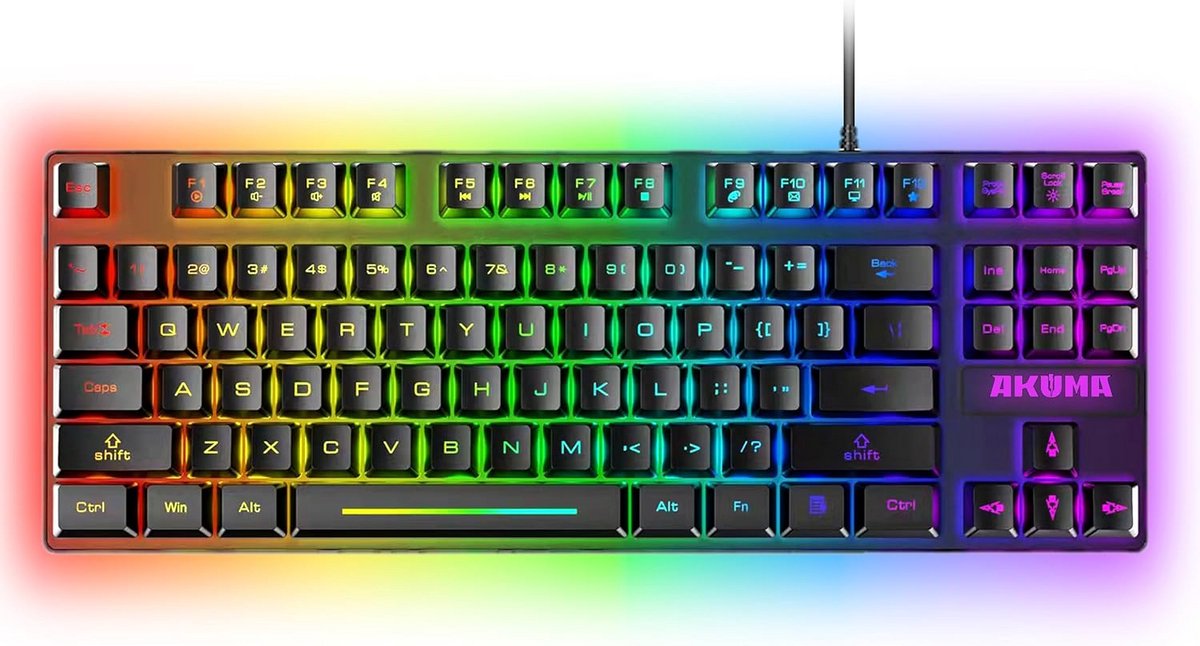 TKL Gaming Toetsenbord 88 Toetsen - Compact Gaming Keyboard met Retro Verlichting