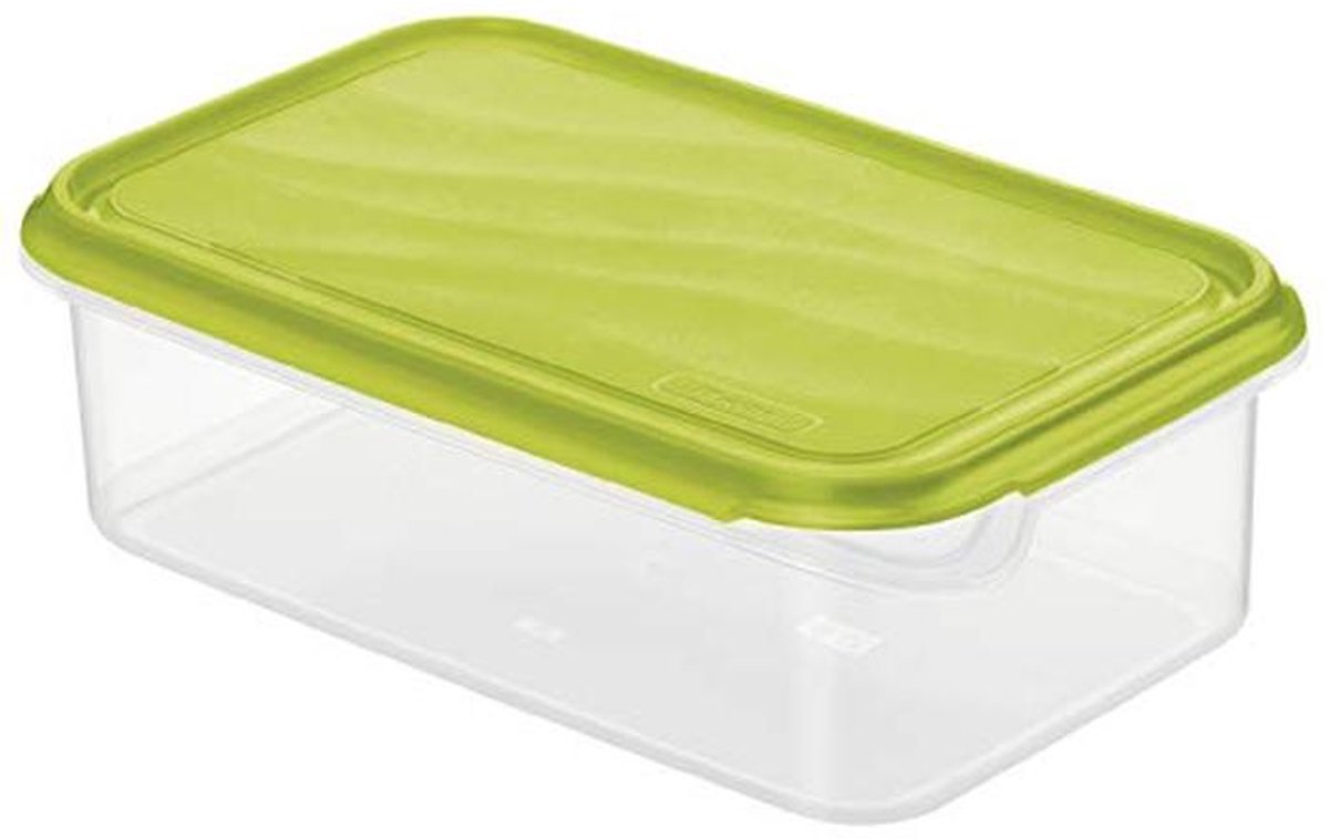 Vers voedselblik met deksel 1,5l - BPA-vrij kunststof, transparant/groen