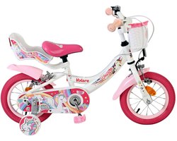 Volare Unicorn Kinderfiets - Meisjes - 12 inch - Wit - Twee handremmen