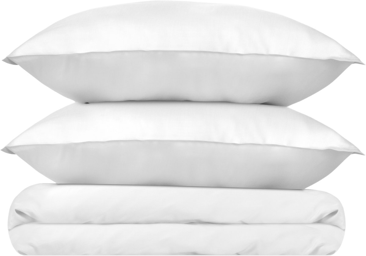 Wocha Dekbedovertrek Set - 100% Tencel Eucalyptus - 200x200/220 - Wit - Luxe, zacht en duurzaam incl. 2 kussenslopen
