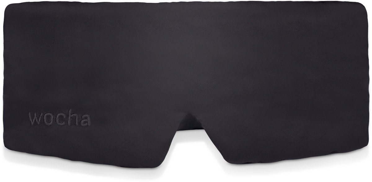 Wocha 100% Premium Moerbei Zijden Slaapmasker – 22 Momme – Hoogste kwaliteit 6A Zijde – Zwart – Voor vrouwen en mannen