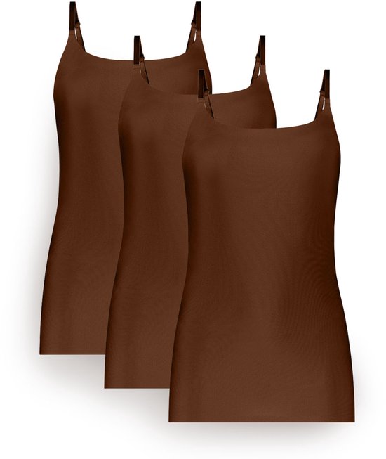 Drie coconutkleurige spaghetti tops van Ten Cate, in een voordeelverpakking.