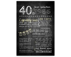 Verjaardagsposter 40 jaar A3 formaat - 1986 - Vriendin 40 jaar - verjaardagscadeau - Vriend 40 jaar cadeau - 40 jaar bord - Cadeau - Cadeau 40 - 40 jaar