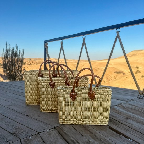 Bohemida - Bohemian Handgevlochten Dames Tas/Shopper - Faria L - Palm Raffia - Strandtas - Rieten Tas Boodschappen
