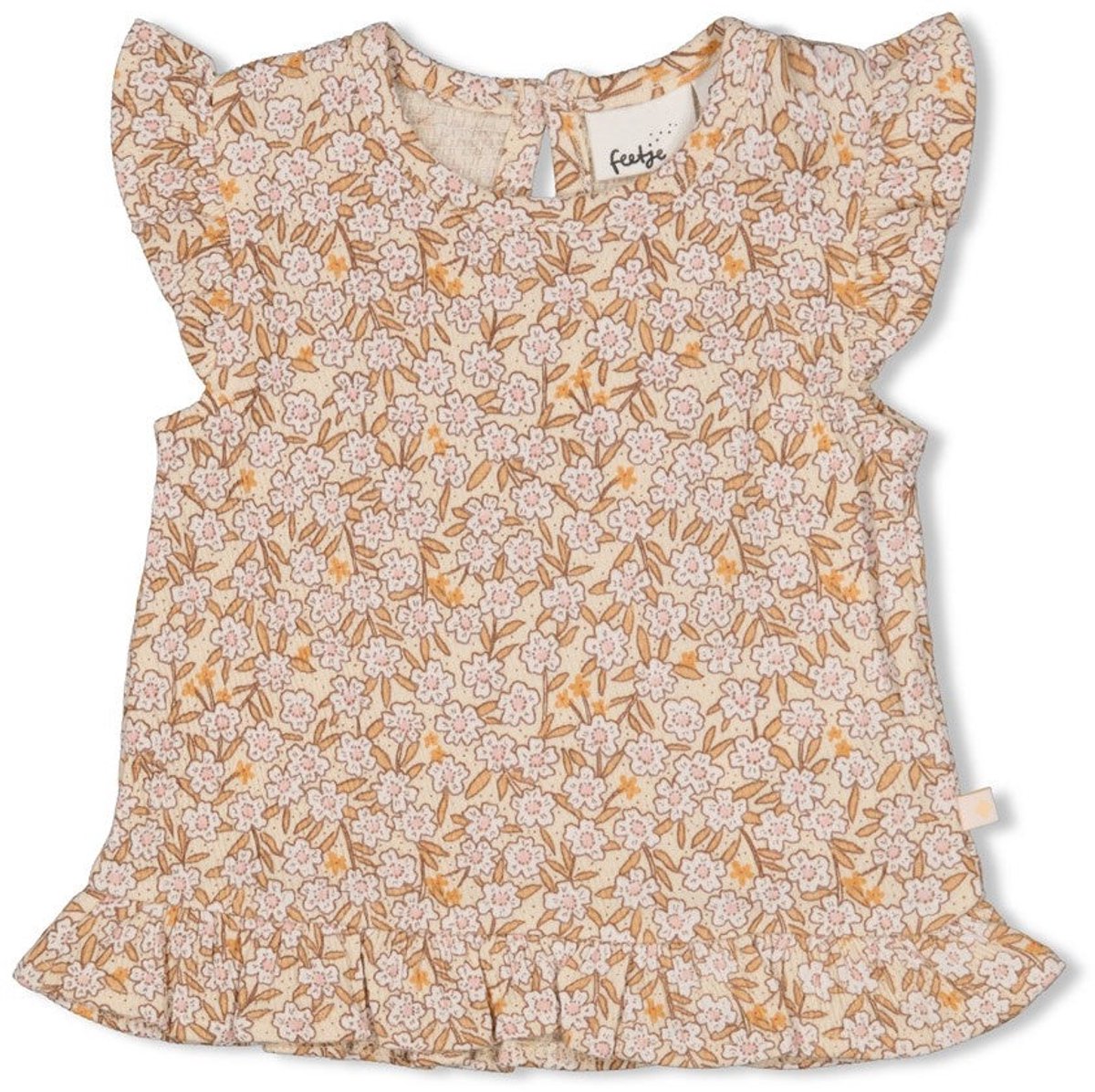 T - shirt ruches Creme - Flower Field