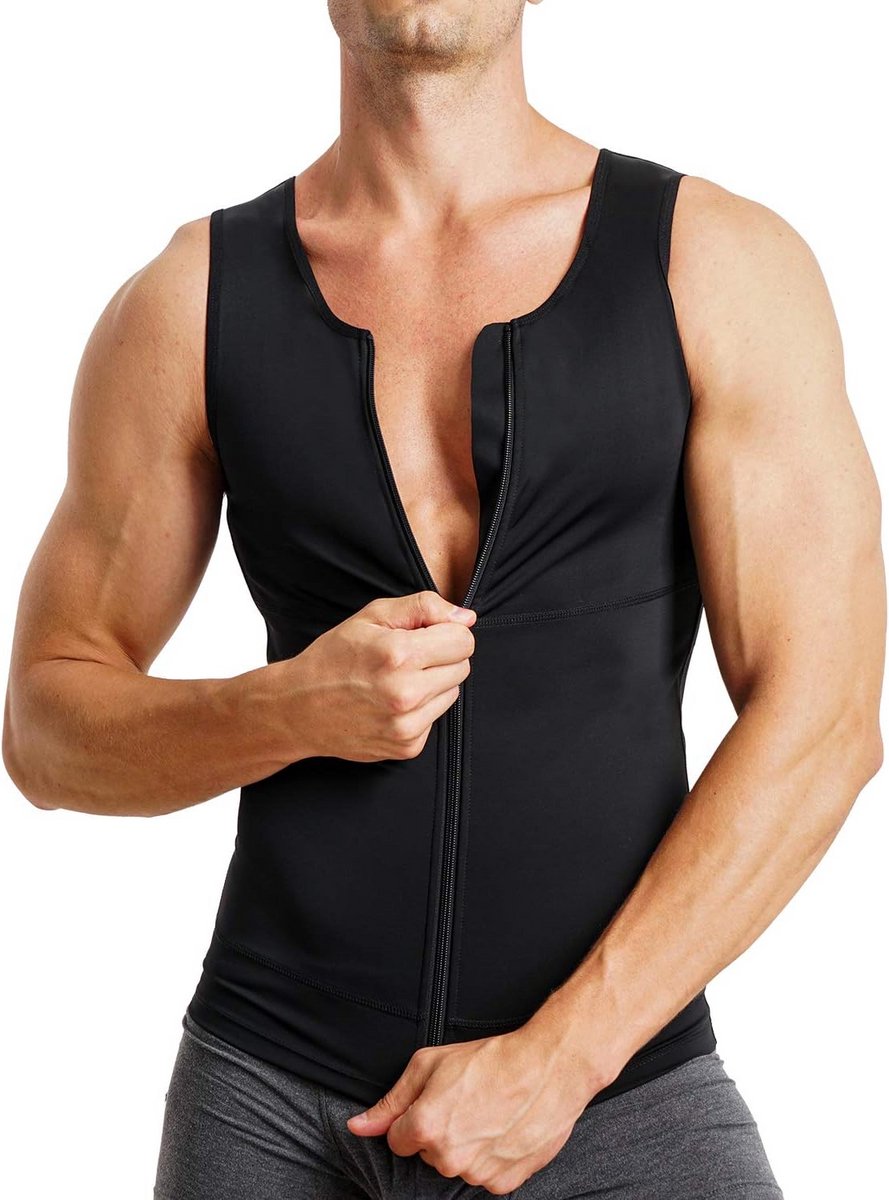Heren Shapewear Compressieshirt met Ritssluiting voor Slankere Buik en Betere Houding
