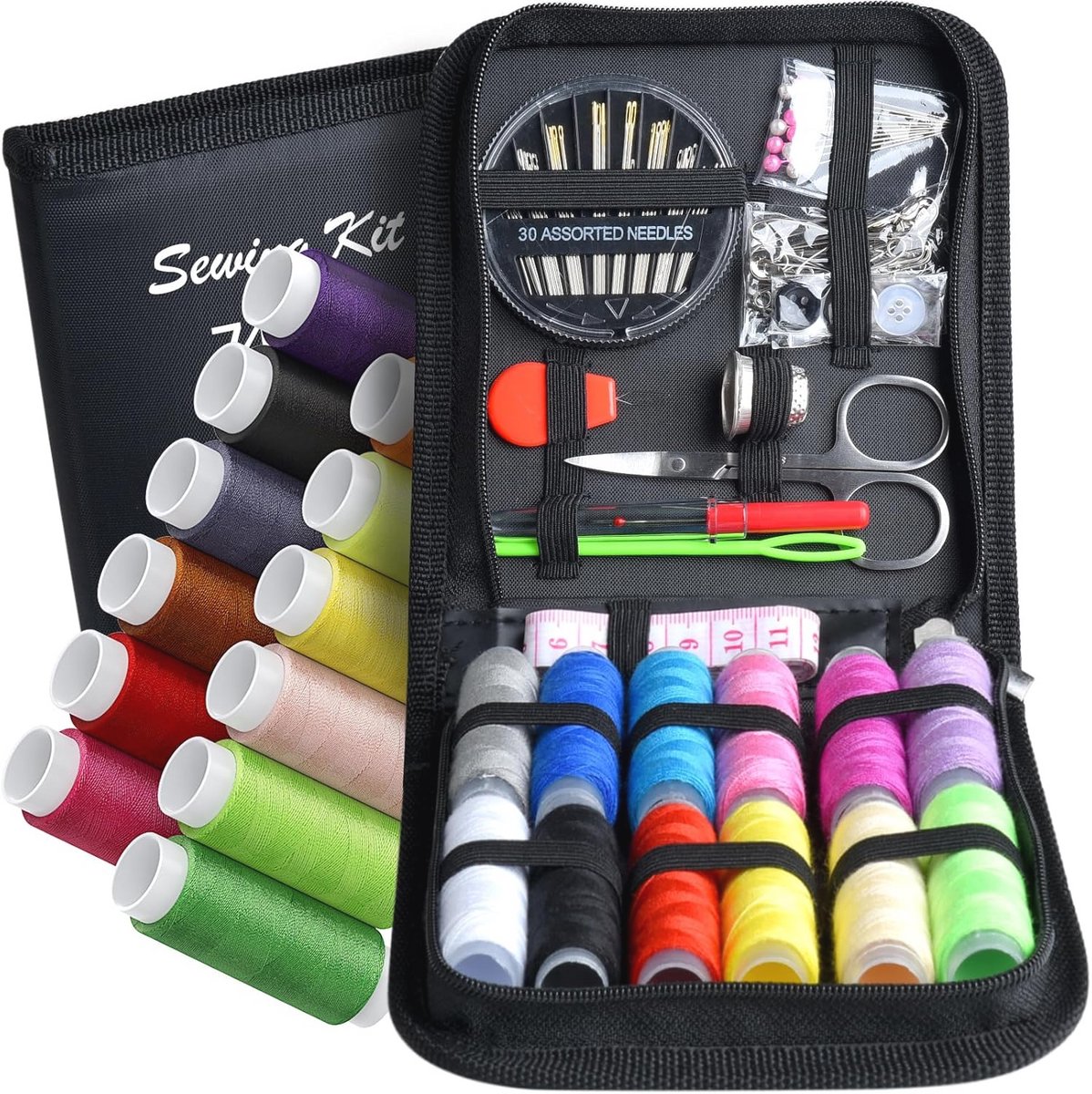 Draagbare Mini Naaikit met 74 Stuks - Perfect voor Thuis, Reis en Noodreparaties