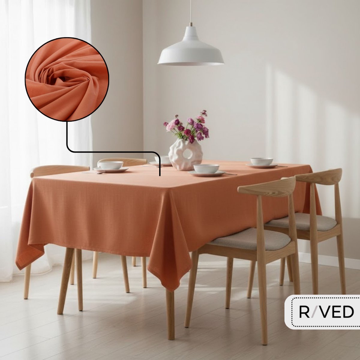 Raved Tafelkleed – 140 cm x 200 cm – Roest Bruin Polyester – Kreukvrij