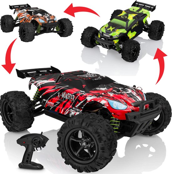 Overmax X-Monster 3.5 RC Auto + Set van 3 Carrosserieën – 4x4 – 1:18 Schaal – 30 km/u – Bereik 100 m – 2 Accu’s (40 min) – Offroad – TÜV-gecertificeerd