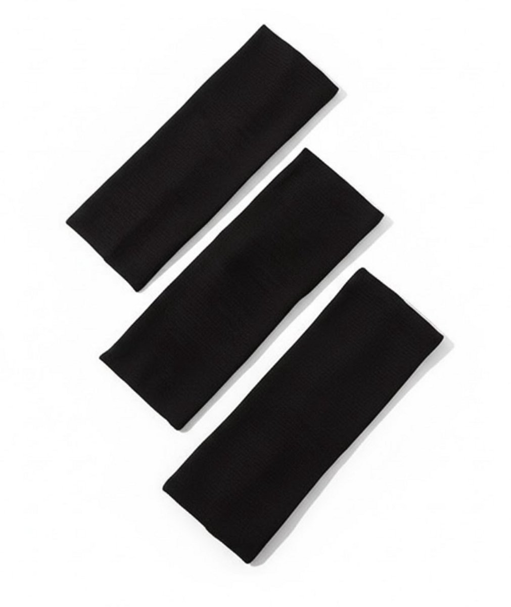 Set van 3 zwarte brede elastische haarbanden – zachte rekbare hoofdbanden voor dames