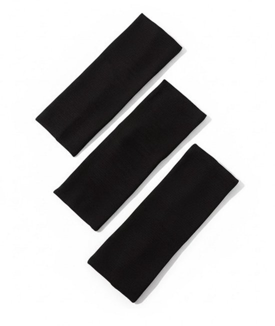 Set van 3 zwarte brede elastische haarbanden – zachte rekbare hoofdbanden voor dames