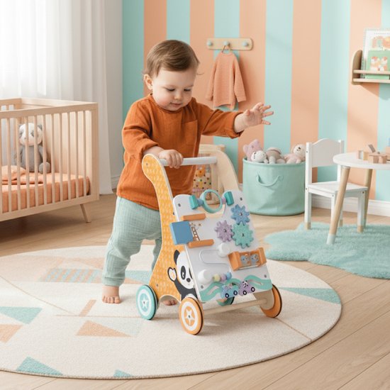 sun baby Babyspel en loopwagen - Wit, loopwagen speelbord met interactief speelgoedwielen, rubber, voor kinderen 12-36 maanden — afbeelding 5