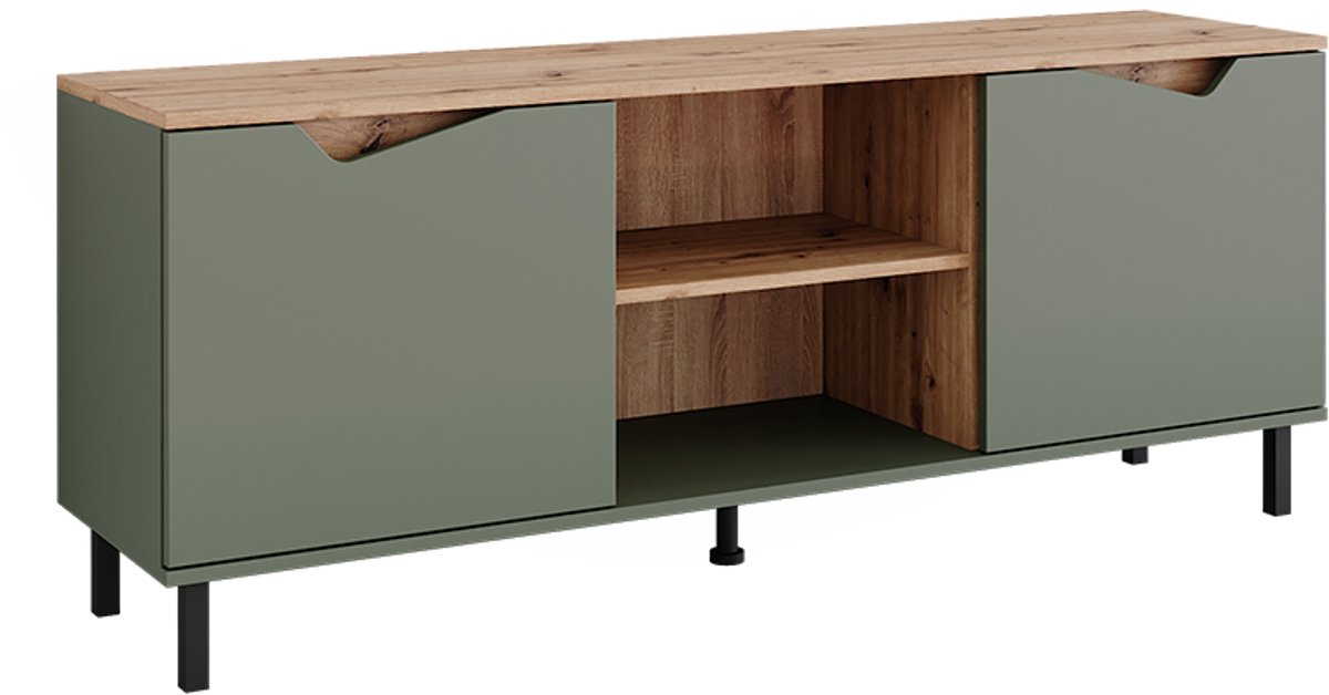Vicco Marelle TV-meubel – 150 x 60 cm met 2 deuren Groen/Kunstzinnig Groen/Artisanaal eiken