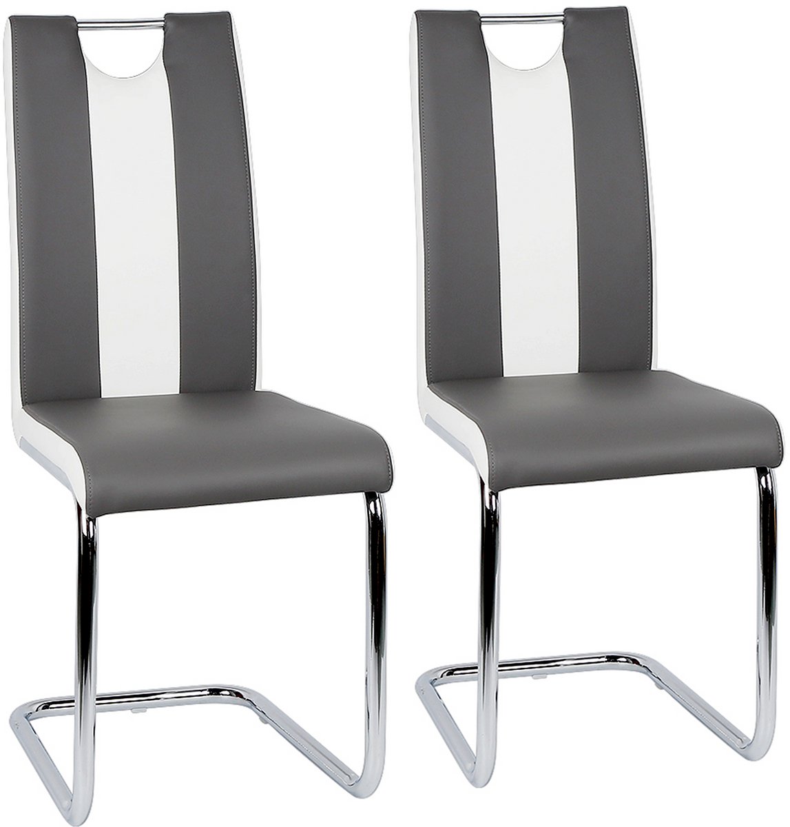 PIPIPOXER-2x Eetkamerstoelen Cantileverstoelen Draaistoel Hoge Rug,Donkergrijs en wit