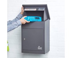 Smart Parcel Box™ Pakketbrievenbus – Pakketbox / Pakketkluis – Gegalvaniseerd Staal – Weerbestendig – Wandmontage – Grijs