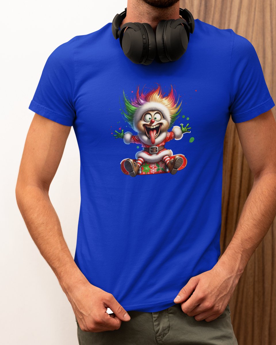 Crazy Energy Santa - Kerst T-shirt Blauw - Grappig T-shirt - Maat XXL - Kerst Cadeau Mannen - Limited Edition