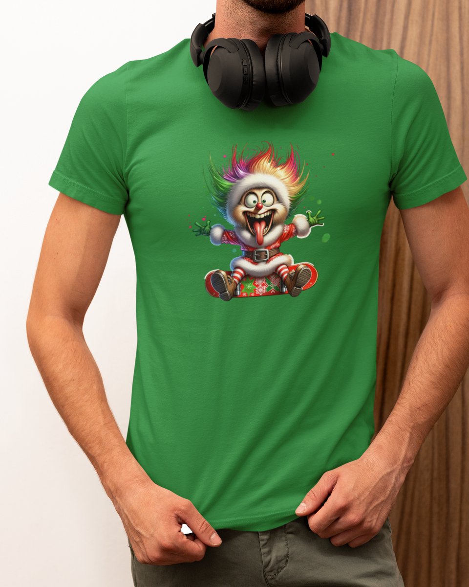 Crazy Energy Santa - Kerst T-shirt Groen - Grappig T-shirt - Maat S - Kerst Cadeau Mannen - Limited Edition