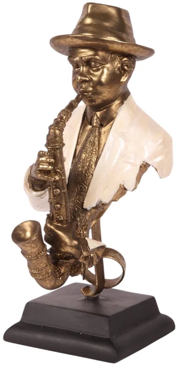 Residencia Interieur - Beeld Saxofonist Goud - Luxe Jazz Muzikant Decoratie - Man met Saxofoon