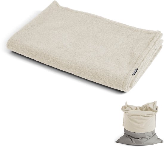 Zitzakhoes ‘Das Kuschelcover’ van bouclé teddy stof, indoor hoes voor zitzak of fauteuil in beige