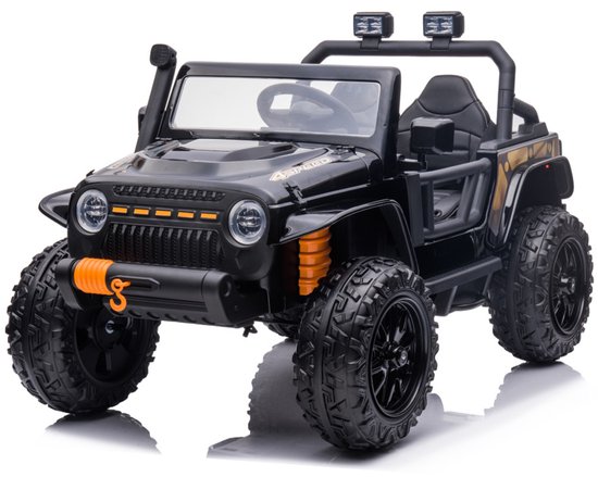 Gladiator Jeep - Kinderauto 2 persoons - Zwart - 4-wielaandrijving - Uitneembare accu - Ouderzit optie - Elektrische Kinderauto