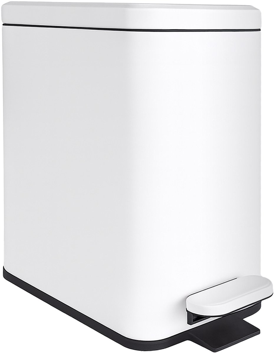 Prullenbak badkamer - 10 l - smal - softclose - wit