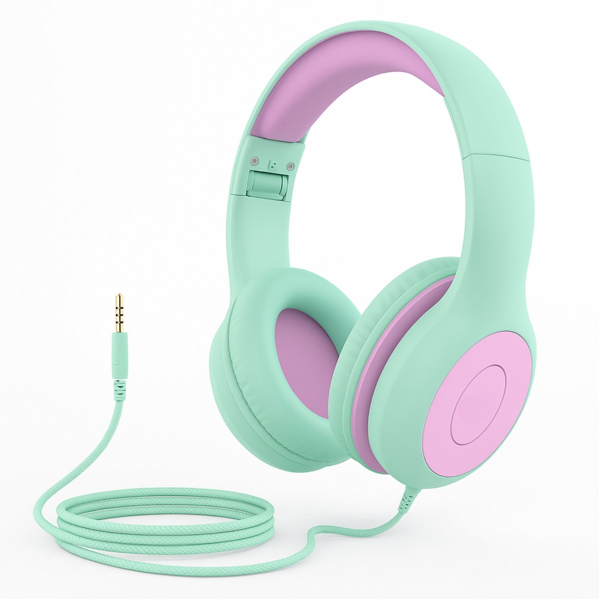 Intelectro Koptelefoon voor Kinderen - Veiligheid en Plezier in Eén! - Hoogwaardige Stereogeluid - Comfortabele Draagervaring - HD Microfoon - Volumeregeling - Brede Compatibiliteit en Audio Delen - Groen/Paars - Levering Sneller dan Aangegeven!
