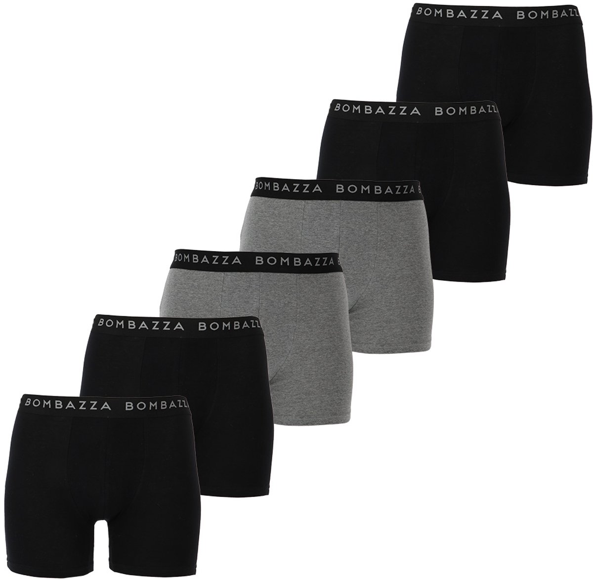 BOMBAZZA – Heren Boxershort – 4x Zwart / 2x Grijs – Maat XL – Comfortabel Ondergoed van Katoen en Elastaan