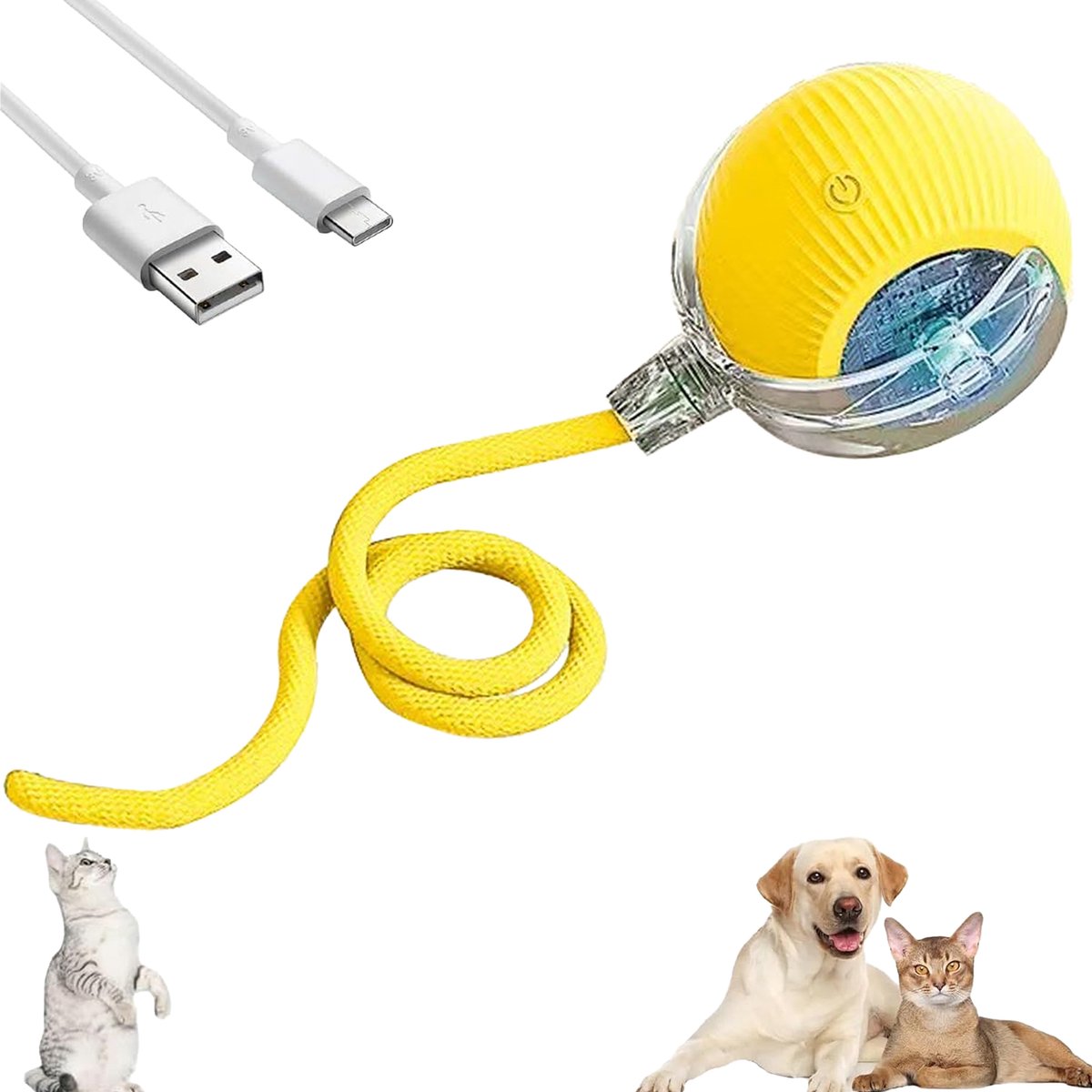 Interactief Katten Speelgoed – Elektrische Kattenbal met 3 Modi – USB Oplaadbare 360° Rollende Slimme Bal voor Katten & Honden – Duurzaam, Automatisch Bewegend Huisdierspeelgoed - ANMI