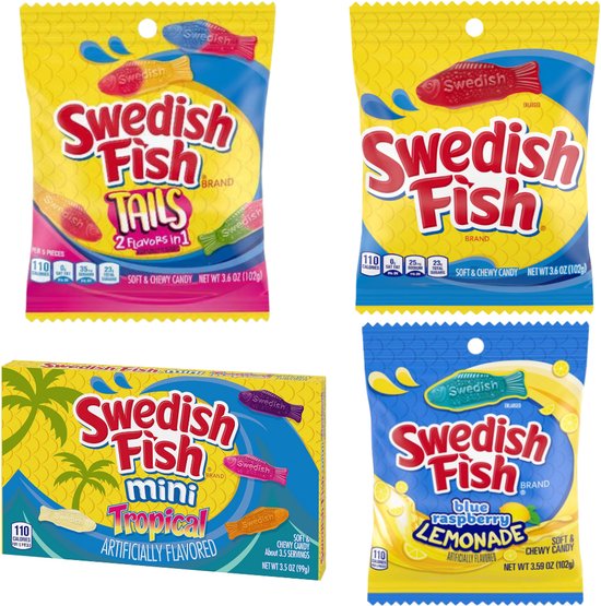 Swedish Fish Mix Box – 4 varianten (Blue Raspberry Lemonade, Mini ...