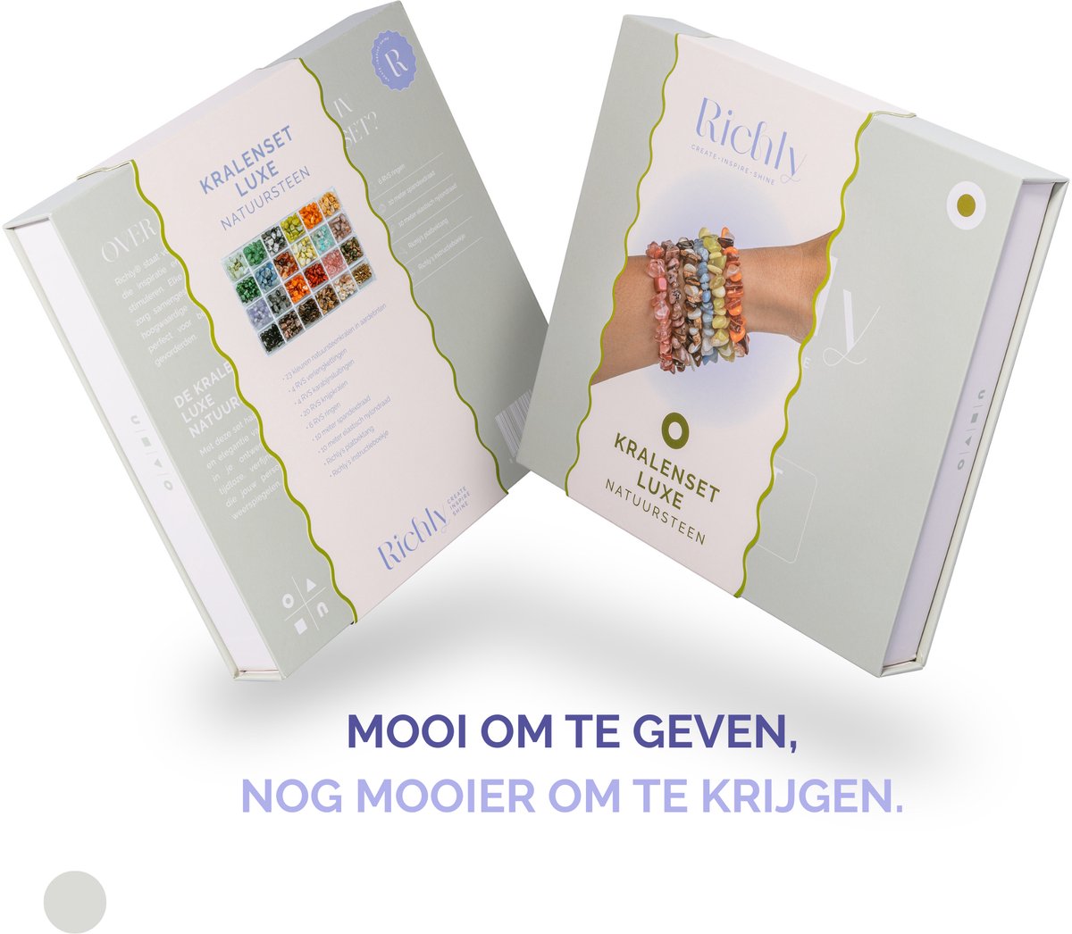 Richly® Kralen set Luxe Natuursteen - gratis E-BOOK & Instructieboekje - Complete set & Premium verpakking - 9 Bedels & Gouden RVS-accessoires - Sieraden maken volwassenen pakket - Armbandjes maken meisjes - Kralenketting — afbeelding 9