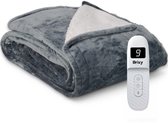 Brixy Elektrische Deken - Warmtedeken - 1 Persoons - 160 x 130 cm - Met Timer - Bovendeken - Fleece - Antraciet